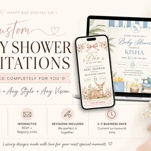 Custom Baby Shower Invitation, Interactive Baby Shower Invitation, Personalized Digital Baby Shower Invite, Any Theme Invitation, RSVP & Reg