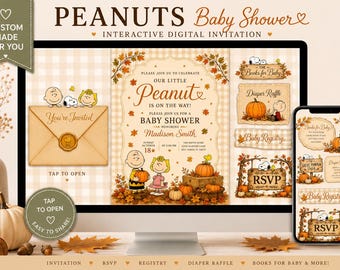Peanuts Pumpkin Patch Baby Shower Invitation, Interactive Digital Invitation, Fall Baby Shower Invite, Little Peanut Baby Shower, Custom