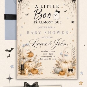 A Little Boo Is Almost Due, Halloween Baby Shower Invitation, Custom Digital Invitation, Interactive Invite, RSVP, Baby Registry image 4