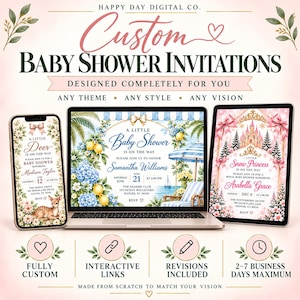 Spersonalizowane zaproszenie na baby shower, interaktywne zaproszenie na baby shower, spersonalizowane cyfrowe zaproszenie na baby shower, zaproszenie na dowolny temat, RSVP i rejestracja