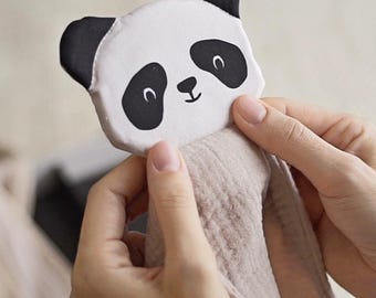 Personalisiertes Schmusetuch mit Namen – Panda Kuscheltuch – Baby Geschenk zur Geburt – Cotton Security Blanket