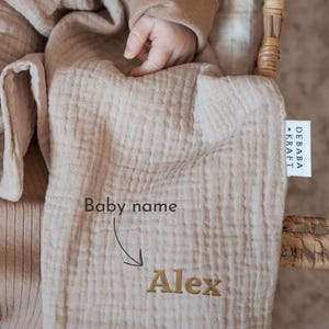 Personalisiertes Schmusetuch mit Namen – Hase Baby Geschenk zur Geburt – Cotton Baby Comforter – neutrales Geschenk image 2