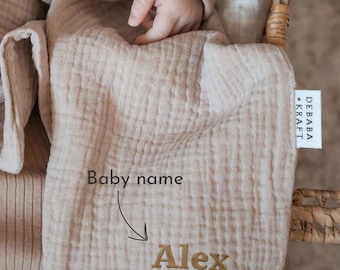 Personalisiertes Schmusetuch Hase mit Namen – Baby Schmusetuch – Geschenk zur Geburt – Baby Geschenk personalisiert, neutrales Baby Geschenk