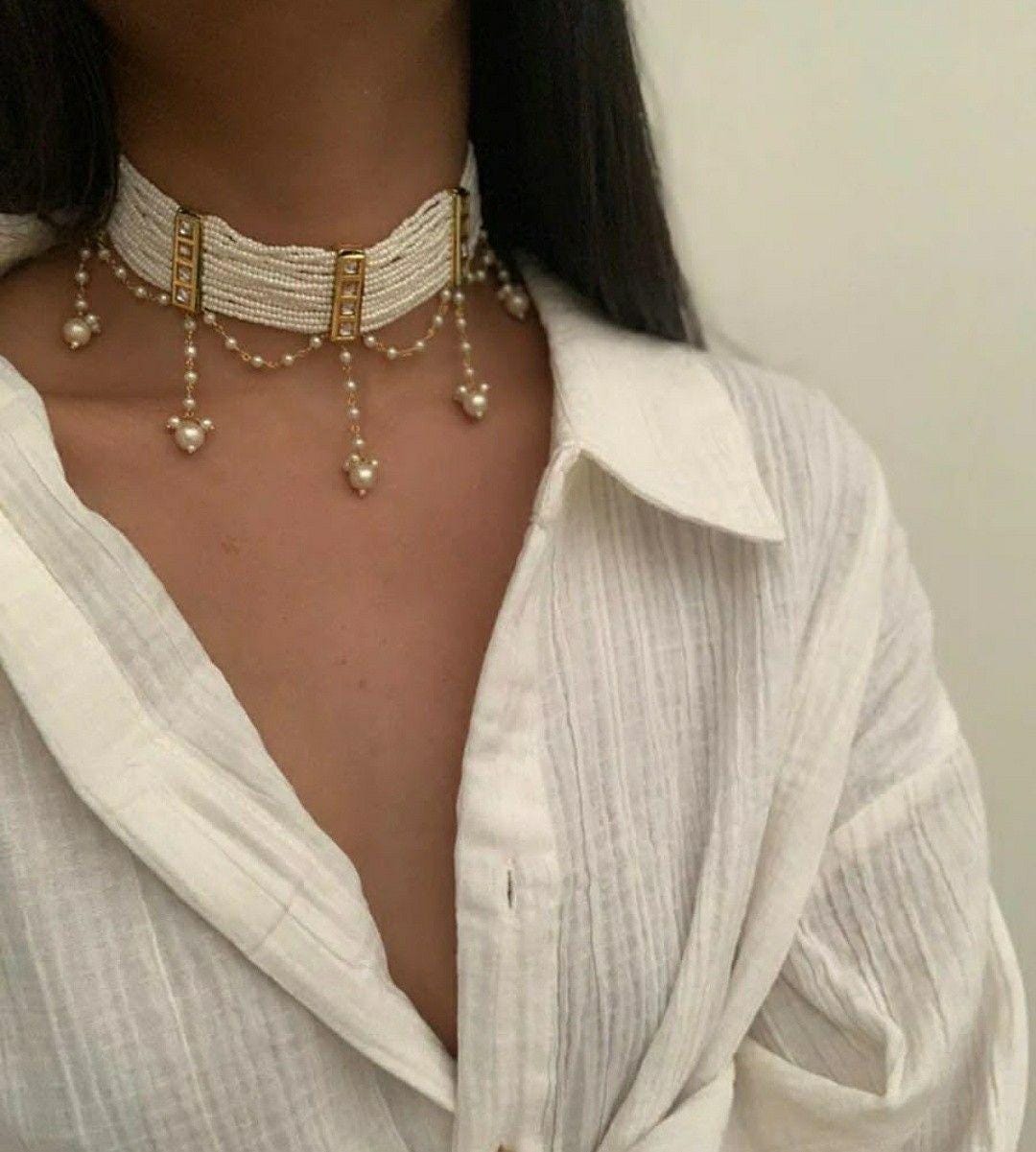 Parure De Bijoux De Mariage (collier + Boucles D'oreilles) En Strass Et Chaîne Marquise - Style élégant Pour Femmes, Adolescentes - 2