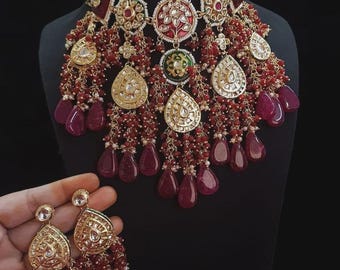 Sabyasachi Inspired Kundan Bridal Choker Set, Maang Tikka & Earrings