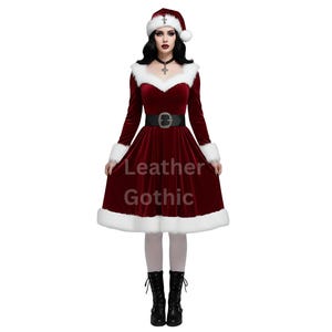 white christmas dresses Sophie & Lucas Girls Velvet Christmas Dress with White Petal Collar main image 0