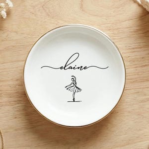 Personalized Ballerina Ring Dish, Custom Name Ballet Jewelry Tray, Ballet Dancer Gift for Girls, Dance Recital Gift, Ballerina Keepsake