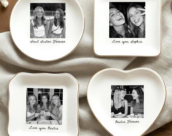 Personalized Besties Photo Ring Dish,Custom Ceramic Trinket Tray for Best Friend,Friendship Jewelry Dish,BFF Ring Dish,Besties Gift