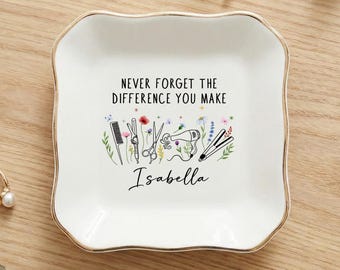 Personalized Hair Stylist Jewelry Tray, Hairdresser Ring Dish Gift, Barber Appreciation Gift, Hair Stylist Thank You Gift, Salon Gift