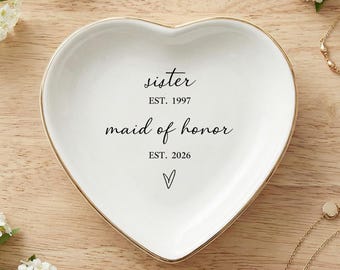 Jewelry Dish Maid of Honor Gift, Bridesmaid Proposal Gift, Wedding Party Keepsake, Bridal Shower Present, Ring Holder Dish