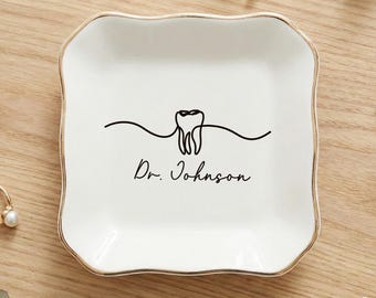 Personalized Dentist Ring Dish, Tooth Jewelry Tray, Dental Hygienist Gift, Dental Assistant Thank You Gift, Graduation Gift for Her