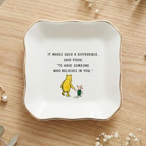 Teacher Jewelry Dish, Ceramic Bear Trinket Dish, Inspirational Quote Trinket Dish, Thank You Teacher Gift, Teacher Appreciation Desk Decor