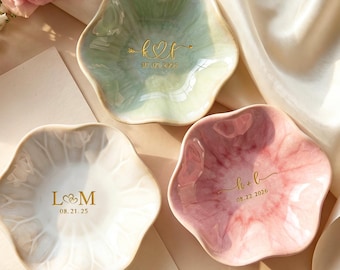 Engraved Ceramic Jewelry Dish, Custom Initials Ring Tray With Name, Personalized Earrings Holder, Bridesmaid Gift, Wedding Gift For Her