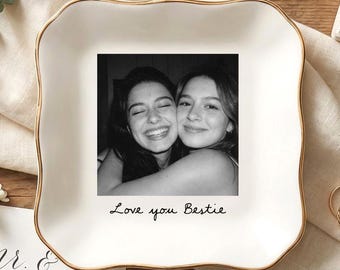 Plato de joyería con foto personalizado para mejor amiga, bandeja de cerámica para baratijas, plato de joyería con foto personalizado, regalo para alma gemela, regalos para mejor amiga