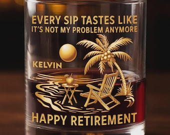 Funny Retirement Whiskey Glass for Men and Women, Hilarious Farewell Gift from Coworkers, Best Happy Retirement Beach 2026 Gift Idea