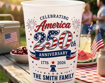 Bicchieri di plastica personalizzati per il 250° anniversario dell'America – Bicchieri personalizzati per feste patriottiche in famiglia – Decorazioni per la celebrazione degli Stati Uniti 1776-2026