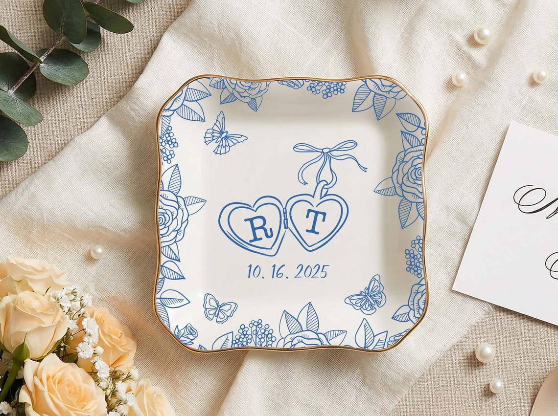 Custom Dinner Rings Custom Engagement Ring Dish, Personalized Wedding Ring Dish, Engagement ...