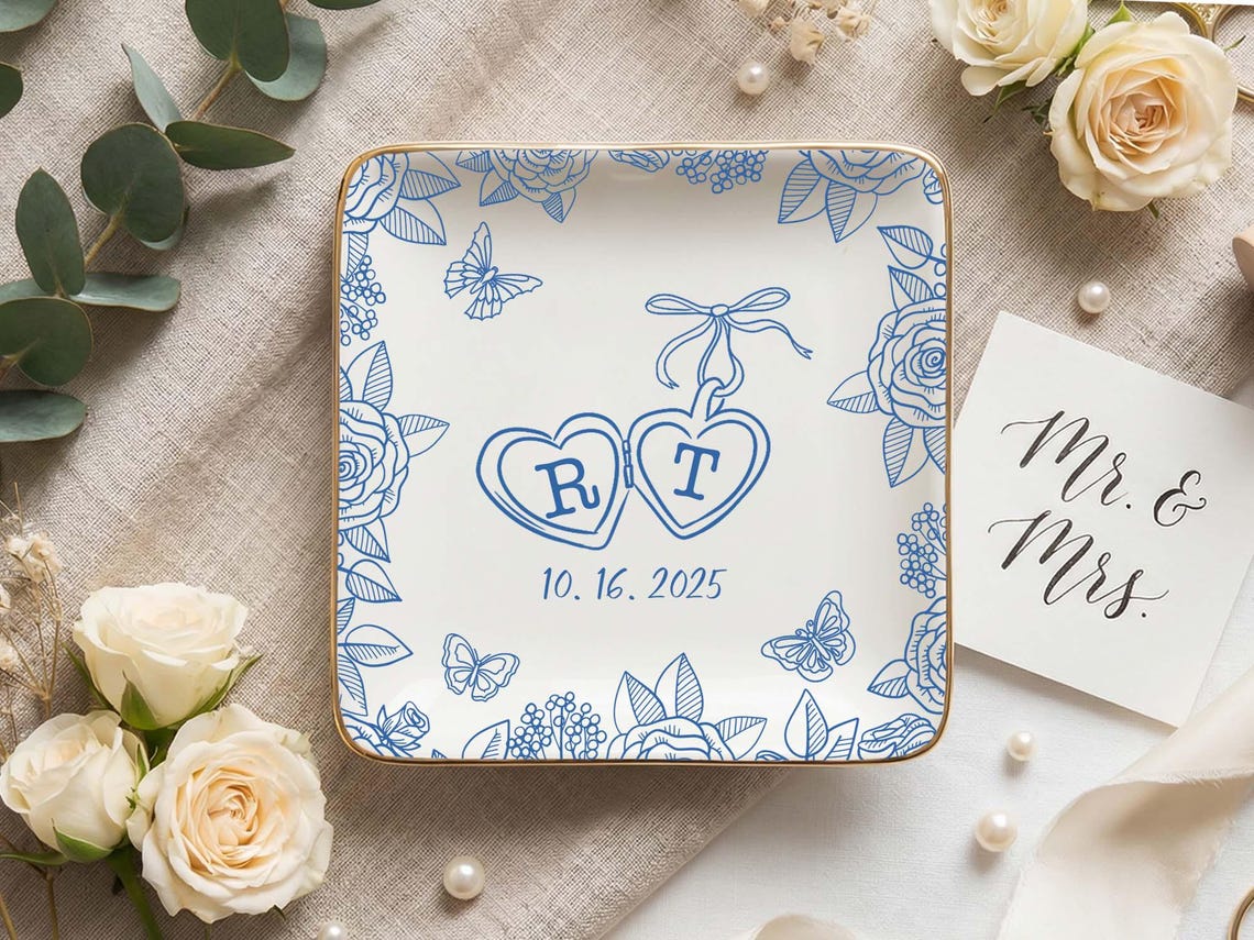 Custom Dinner Rings Custom Engagement Ring Dish, Personalized Wedding Ring Dish, Engagement ...