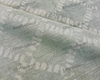 Sage Green Wool Area Rug, Hand-Knotted Diamond Lattice, Scandinavian Decor
