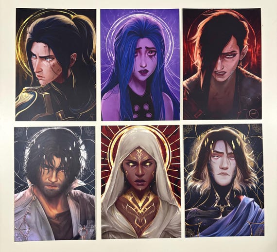 Collection Prints A5, Arcane : Jinx, Vi, Caitlyn, Mel, Viktor, Jayce