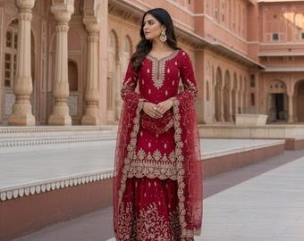 New Stylish Designer Embroidered with Sequence Work Salwar Kameez With Dupatta, Pakistani Suit, Party Wear, Wedding Suits, Punjabi Suits