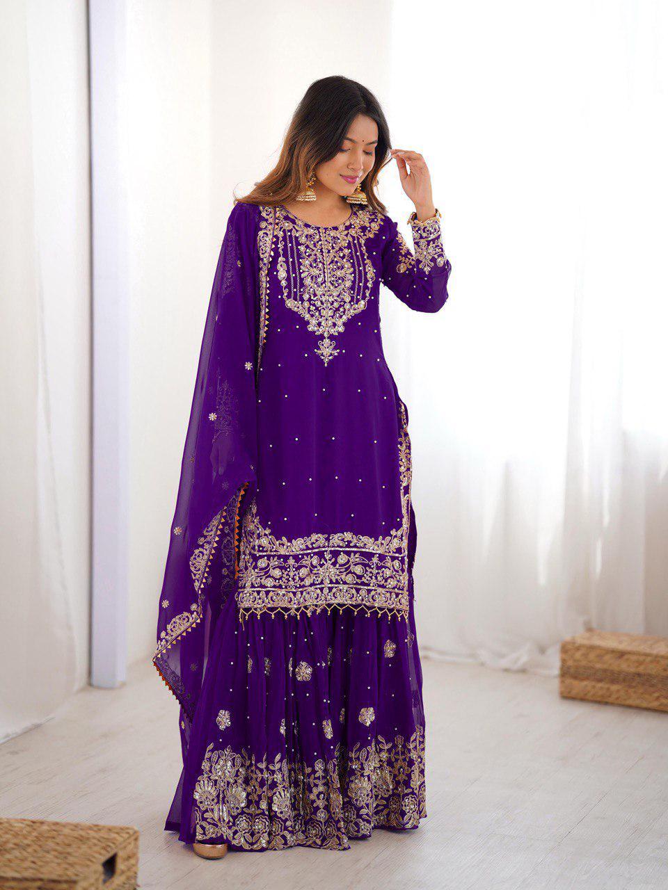 chinese dress ladies Yash Gallery Women's Georgette Gathered Flared Dress (Sky-blue)