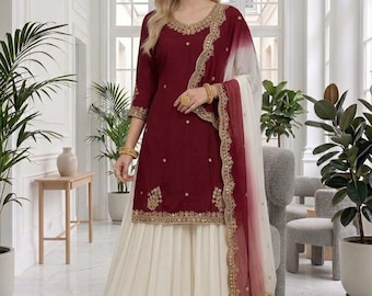 New Stylish Designer Embroidered with Sequence Work Salwar Kameez With Dupatta, Pakistani Suit, Party Wear, Wedding Suits, Punjabi Suits