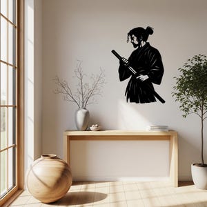 Samurai Warrior Metal Wall Art Japanese Sculpture Metal Wall Decor Statement Piece for Living Room, Bedroom, Housewarming Gift for Her/Him
