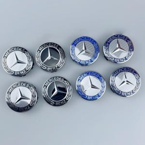 Set of 4 Mercedes-Benz Wheel Center Caps 75mm,Dark blue/light blue/black/Full black Alloy Hub Caps,OEM Replacement for Mercedes Benz Wheels