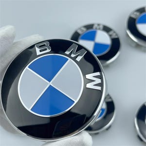 Set of 4 BMW Wheel Centre Caps 68mm – OEM Style Rim Hub Caps with BMW Emblem – Replacement Wheel Center Covers Accessories