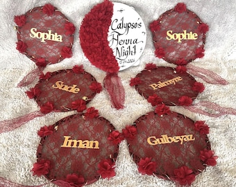 Personalized Henna Night Tambourine Set – Hennanacht Set, Kına Gecesi Seti, Bridal and Bridesmaid Tambourine, Gelin Tefi