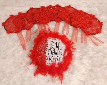 Personalized Henna Tambourine Set – Bridal & Bridesmaid Kina Gecesi Decor - Henna Tamburin - Handmade Wedding Set - Kına Gecesi Tefi