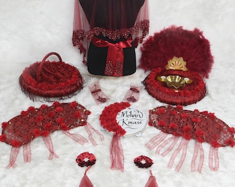 Complete Henna Night Set - Full Bridal Henna Party Kit with Tray & Basket - Hennanacht Accessories - Kına Gecesi Full Set