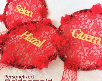 Personalized Henna Night Tambourine – Turkish Wedding, Bridesmaid Gift, Wedding Tambur, İsimli Kına Tefi, Personalisiertes Geschenk