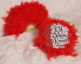 Henna Night Bridal Tambourine and Fan : Personalized Tambourine – Hennanacht set - Henna Night & Wedding Accessory - Kına Gecesi seti