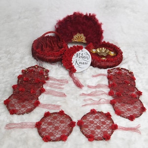 Classic Burgundy Henna Night Set - Hennanacht Set - Personalized Bridal Tambourine - Bridesmaid Tambourine - Tray&Basket - Kına Gecesi Seti