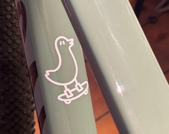 Cool skater duck, bicycle sticker vinyl, duck design, hipster duck sticker, bicycle decoration - handmade