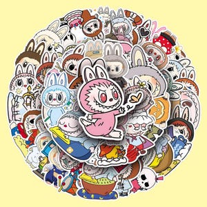50 peças, adesivos personalizados estilo Labubu - acabamento fosco/vinil/brilhante - decalques removíveis à prova d&#39;água para artesanato e presentes &quot;faça você mesmo&quot;