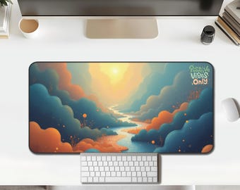 Positive Vibes Only Sunset River, Teal & Orange Cloudscape