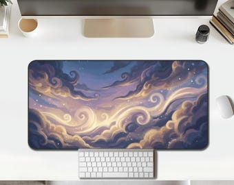 Celestial Clouds Desk Mat - Night Sky Art for Gaming and Office