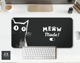 Funny Cat Desk Mat: Floral Art Mouse Pad for Cat Lovers