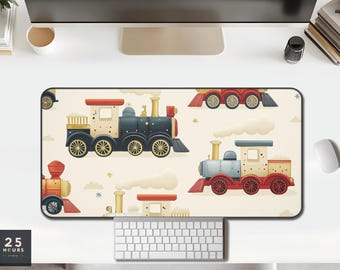 Train Desk Mat for Kids – Vintage Style Playroom Decor