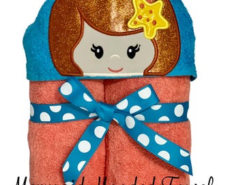 Mermaid Hooded Towel, Handmade Personalized Towel