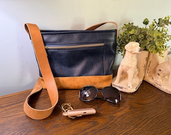 Blue Vegan Leather Crossbody Shoulder Bag