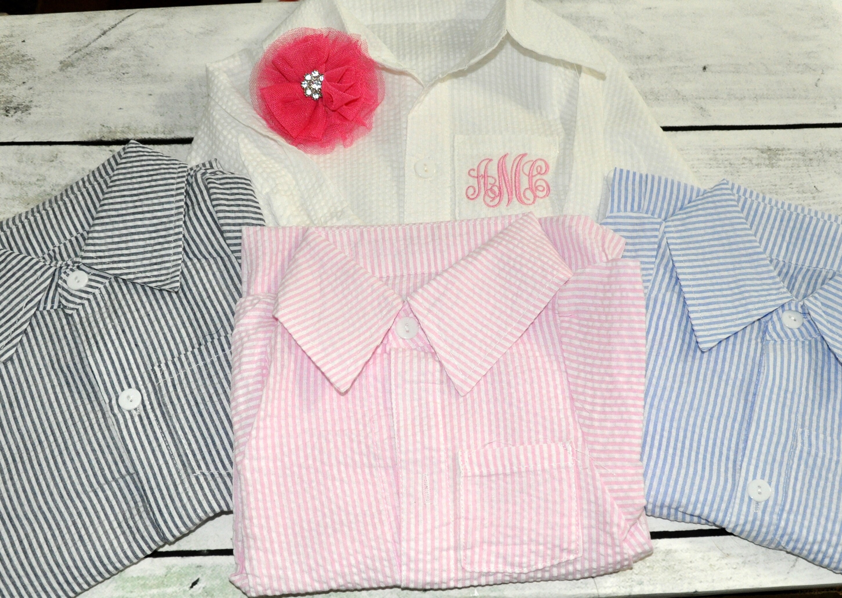 seersucker baby gown