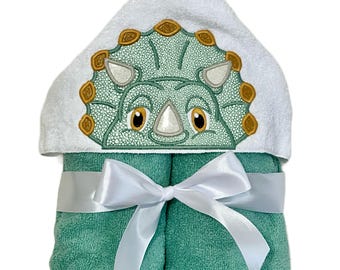 Dinosaur Hooded Towel: Embroidered T. rex, Baby Toddler Gift