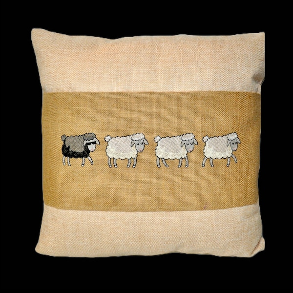 Farmhouse Pillow Wrap for 18 inch Pillow; Cool Sheep; Black Sheep