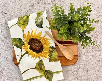 Handmade Sunflower Kitchen Towel, Cotton Tea Towel