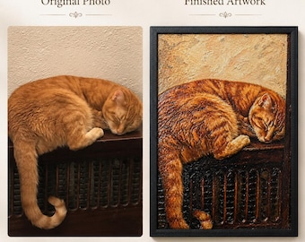 Custom Tabletop 3D Pet Portrait from Photo, UV Textured Framed Pet Memorial Gift
