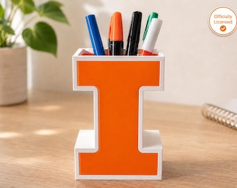 Block I Pencil Holder | Pencil Holder | University of Illinois Gift | Illini Desk Organizer | College Graduation Gift| Office Decor